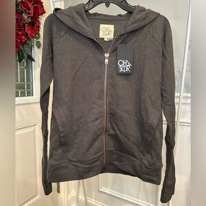 NWT Chaser Charcoal Gray Zip-Up Hoodie - Size Small